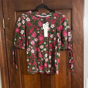 Zara Women's Floral Top - Green and Pink